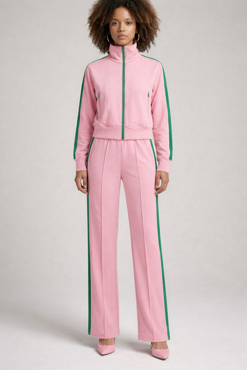 Soft Citizen Black Striped Tracksuit Set – Cropped Zip Jacket