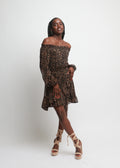 Leopard Print Off Shoulder Ruffle Dress