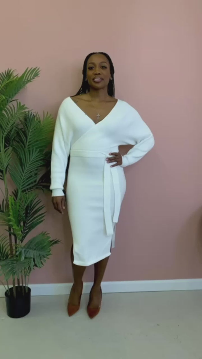 long sleeve mid calf dress Swuxness Women Long Sleeves Formal Dresses, Women Mid Length Dresses,  Women's Solid Color Crew Neck Comfortable Casual Pullover Midi Length Dress