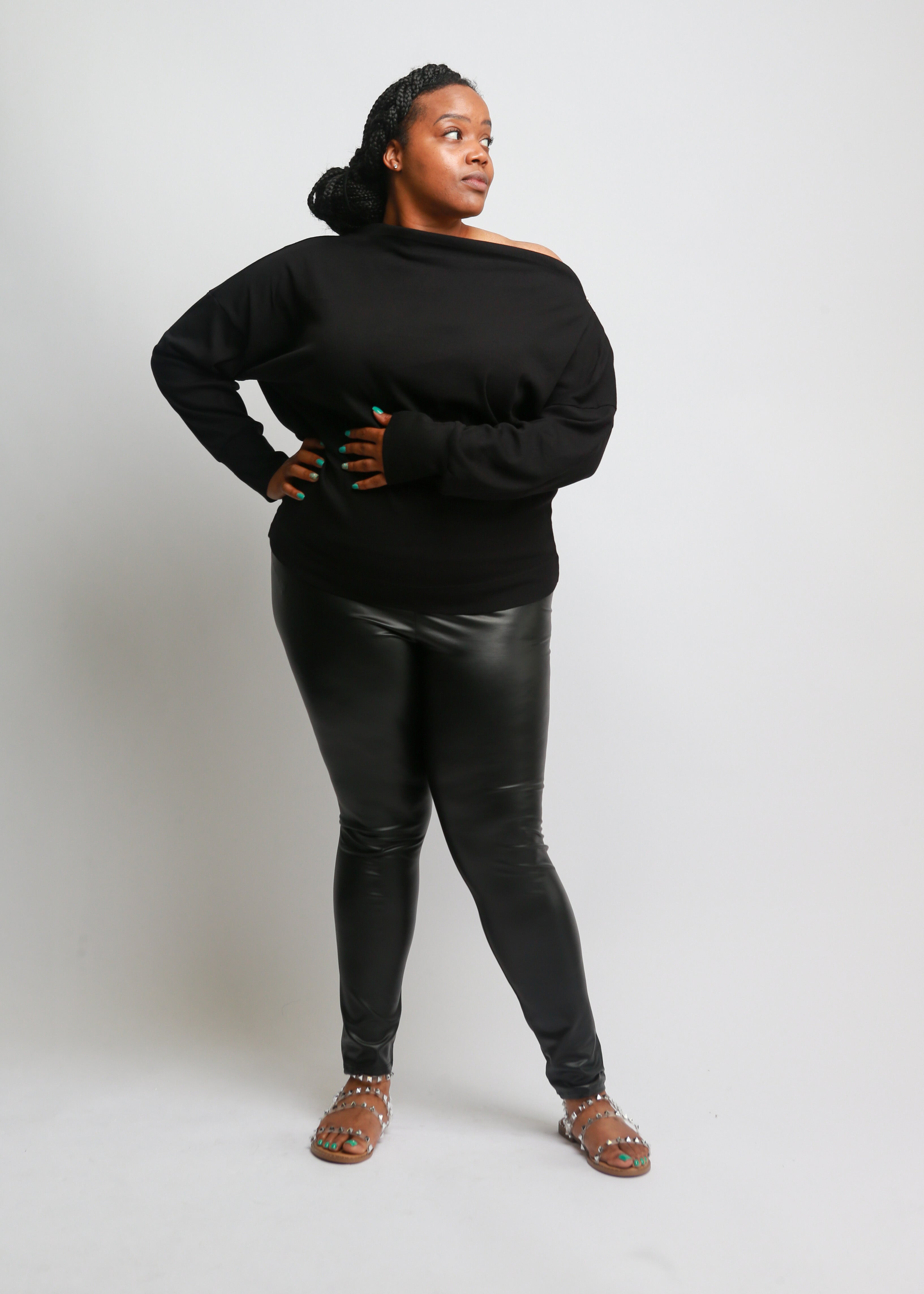 Buy Bycc Bynn Womens Black Faux Leather Leggings Plus Size Shape