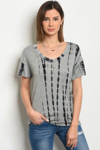 Gray Black Tie Dye Top