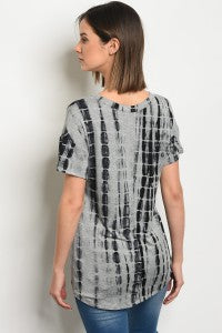 Gray Black Tie Dye Top