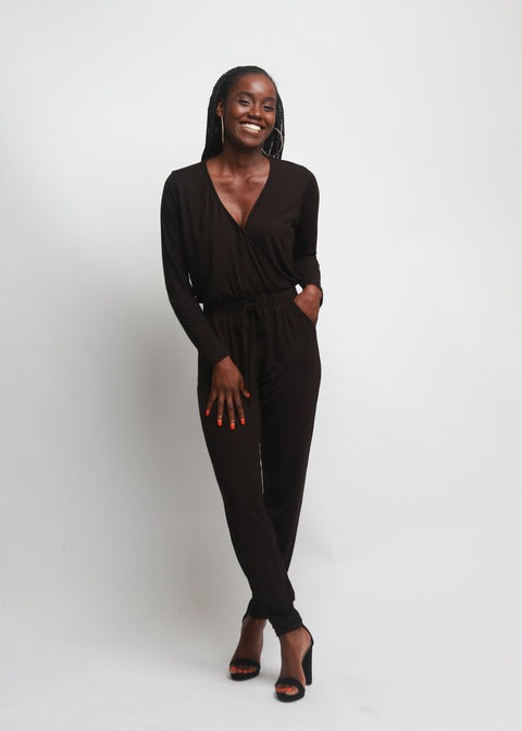 V-Neck Long Sleeve Jumpsuit