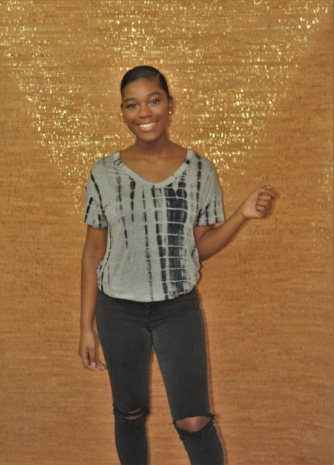Gray Black Tie Dye Top