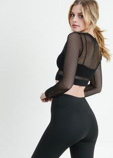 Long Sleeve Fishnet Mesh Top