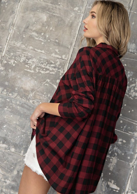 Plaid Drapey Shirt