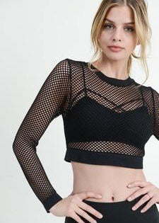 Long Sleeve Fishnet Mesh Top