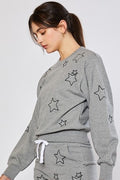 Star Embroidered Crew Neck Pullover