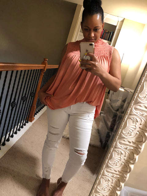 Coral Sleeveless Top
