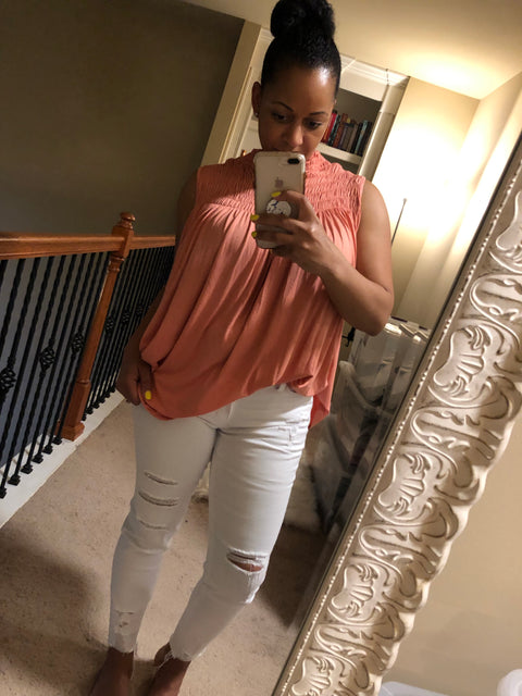 Coral Sleeveless Top