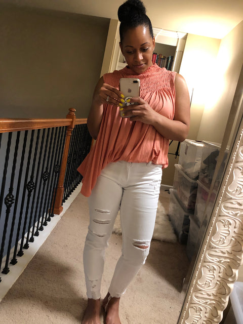 Coral Sleeveless Top