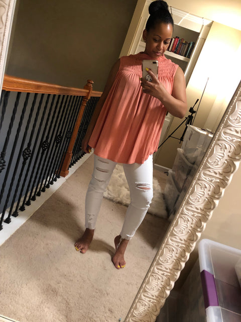 Coral Sleeveless Top